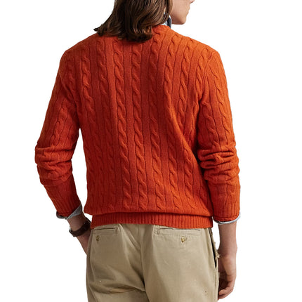 Polo Ralph Lauren Men's Cable-Knit Wool-Cashmere Sweater Dark Jaffa Orange