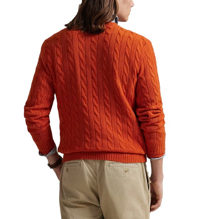 Polo Ralph Lauren Men's Cable-Knit Wool-Cashmere Sweater Dark Jaffa Orange