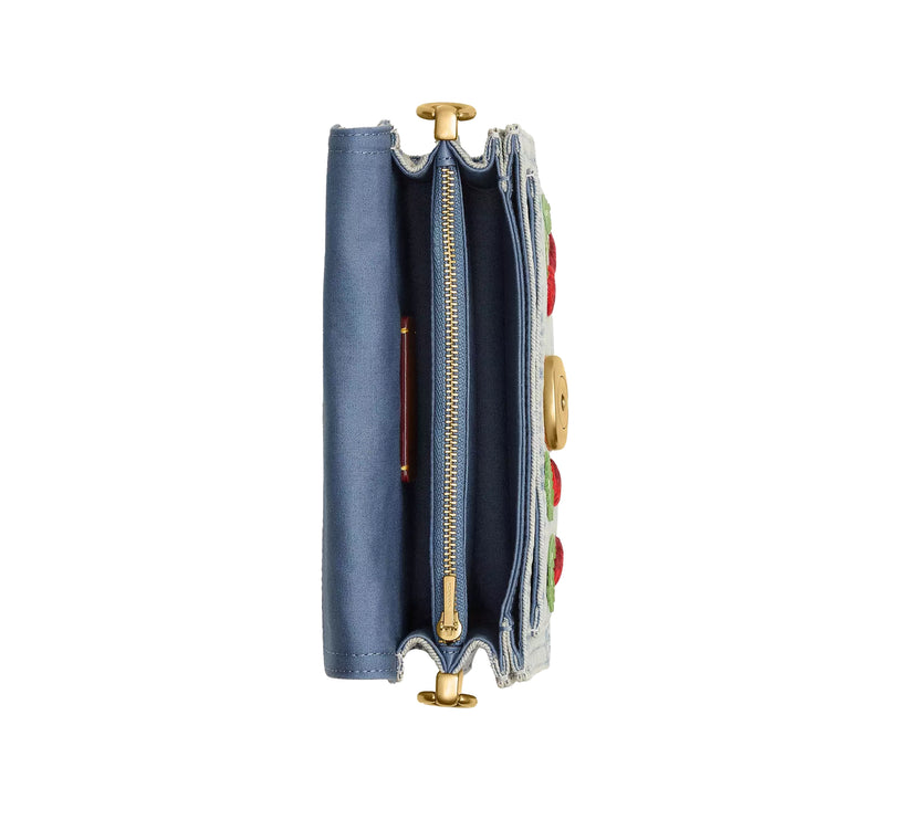 Coach Women's Tabby Shoulder Bag 20 With Cherry Embroidery Brass/Denim