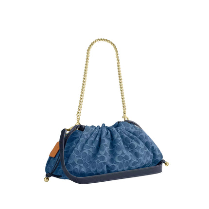 Coach Women's Faye Large Shoulder Bag In Signature Denim Gold/Indigo