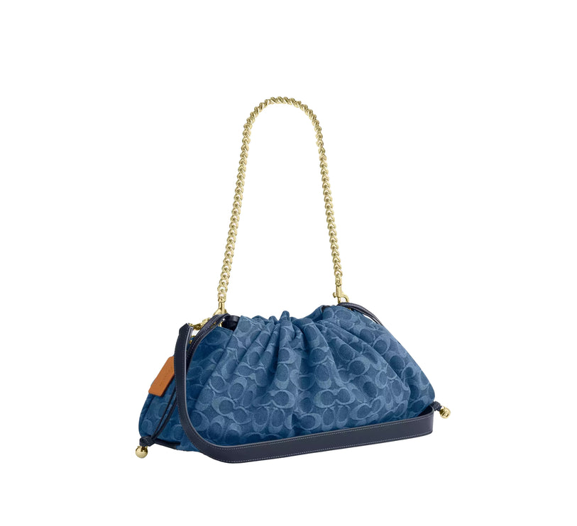 Coach Women's Faye Large Shoulder Bag In Signature Denim Gold/Indigo