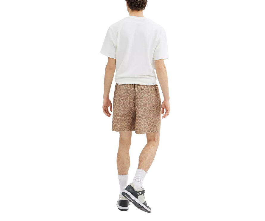 Coach Men's Signature Swim Trunks In Recycled Polyester Tan Signature