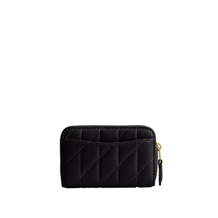 Coach Women's Essential Small Zip Around Card Case With Pillow Quilting Brass/Black