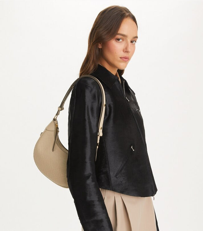 Tory Burch Women's T Monogram Leather Crescent Bag Fresh Clay