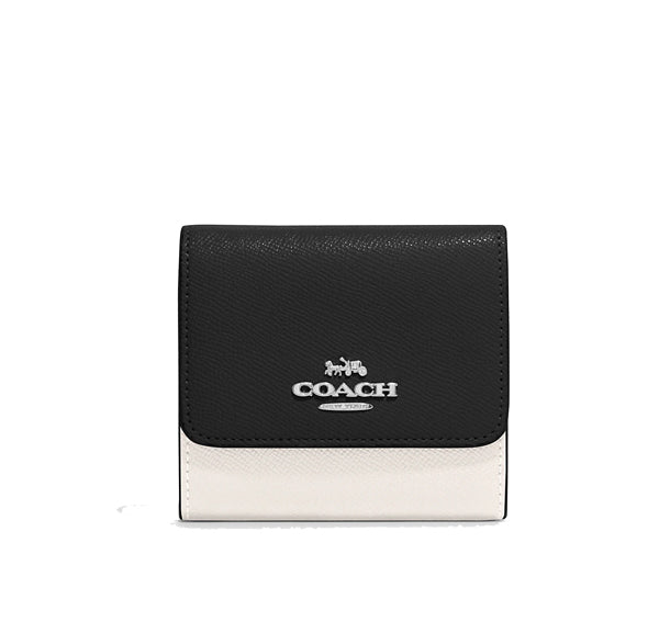 Coach Women's Small Trifold Wallet Silver/Chalk Black Multi