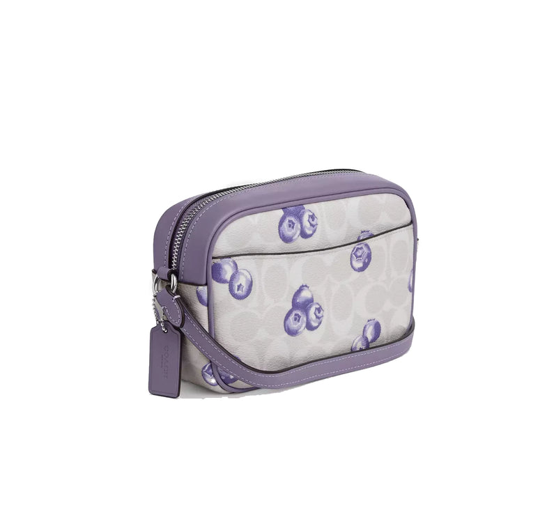 Coach Women's Mini Jamie Camera Bag In Signature Canvas With Blueberry Print Silver/Chalk/Light Violet