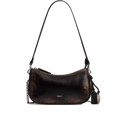 Coach Women's Waverly Bag In Loved Leather Silver/Black Brown