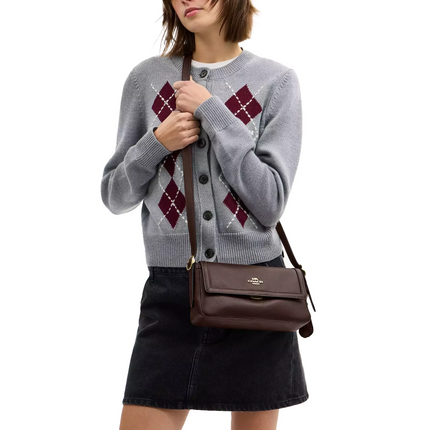 Coach Women's Etta Small Flap Shoulder Bag Gold/Espresso