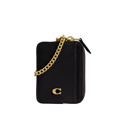 Coach Women's Essential Chain Card Case Brass/Black