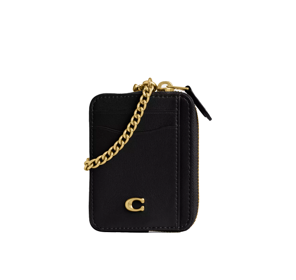 Coach Women's Essential Chain Card Case Brass/Black