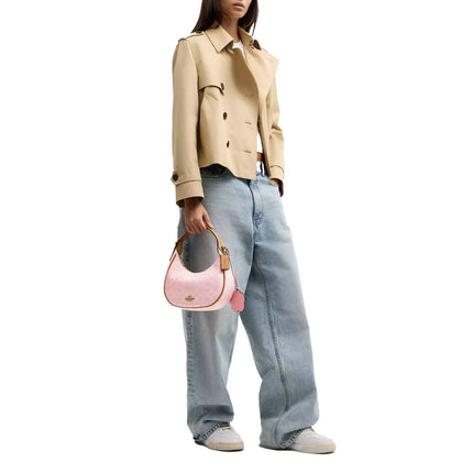 Coach Women's Emily Shoulder Bag In Signature Canvas With Charms Gold/Powder Pink