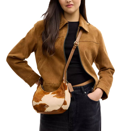 Coach Women's Emily Shoulder Bag In Haircalf With Cow Print Gold/Cow Multi