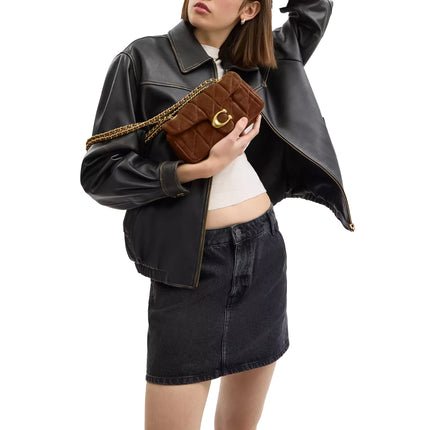 Coach Women's Tabby Shoulder Bag 20 With Quilting Suede/Brass/Warm Brown