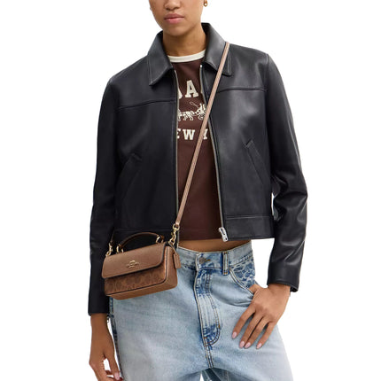 Coach Women's Mini Josie Top Handle Bag In Signature Canvas Gold/Brown/Copper