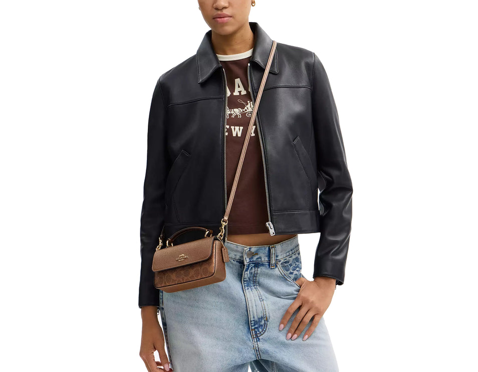 Coach Women's Mini Josie Top Handle Bag In Signature Canvas Gold/Brown/Copper