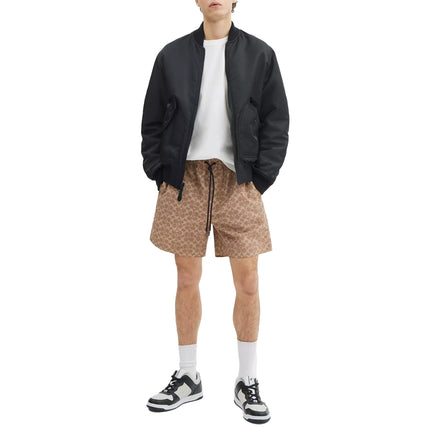 Coach Men's Signature Swim Trunks In Recycled Polyester Tan Signature