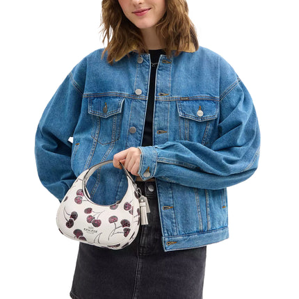 Coach Women's Carmen Mini Crossbody Bag With Cherry Print White/Silver