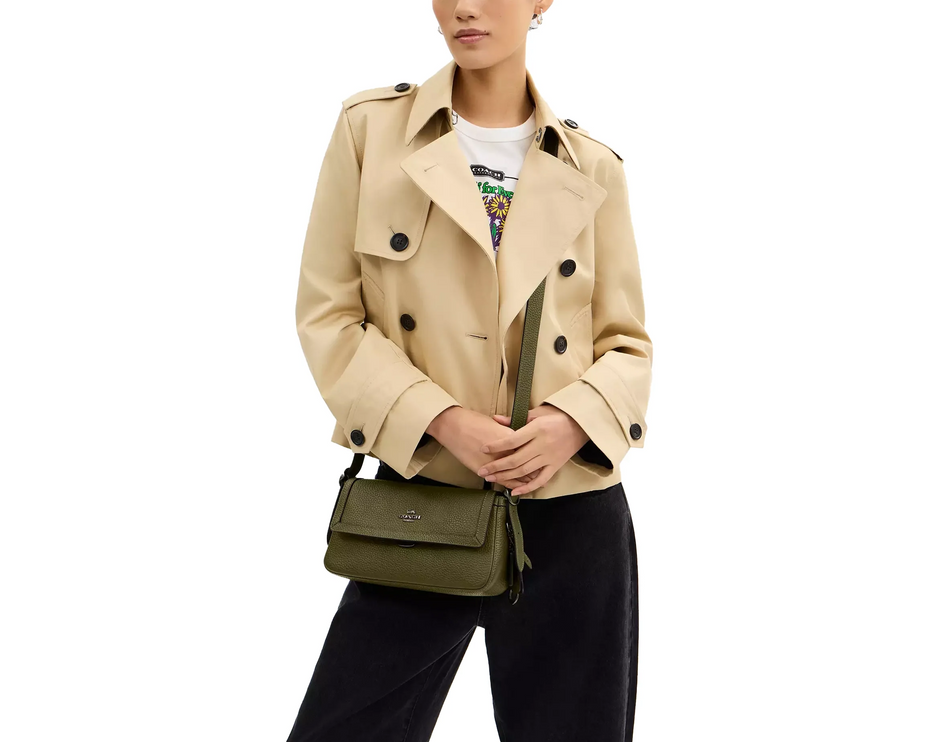 Coach Women's Etta Small Flap Shoulder Bag Gunmetal/Olive