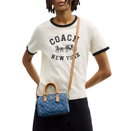 Coach Women's Mini Rowan Crossbody Bag In Signature Denim Gold/Indigo