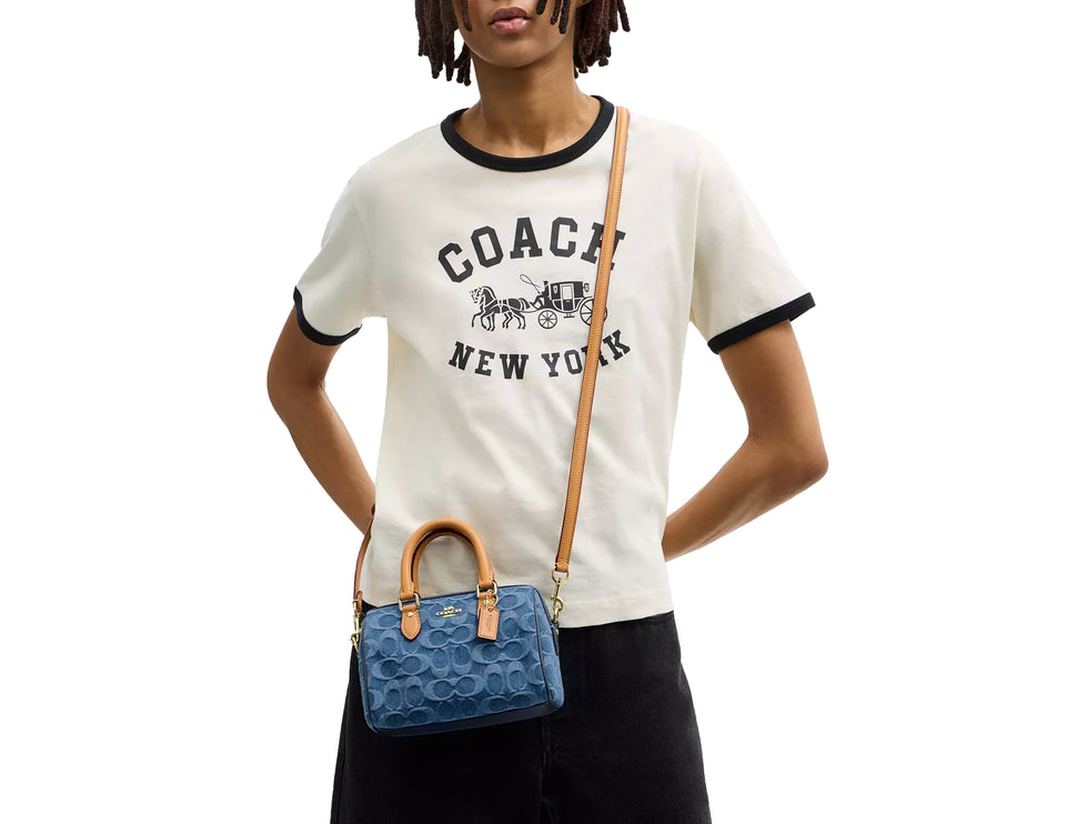 Coach Women's Mini Rowan Crossbody Bag In Signature Denim Gold/Indigo