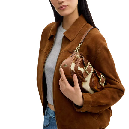 Coach Women's Ashton Shoulder Bag In Haircalf With Cow Print Gold/Cow Multi