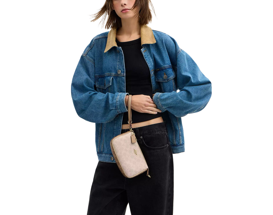 Coach Women's Nolita 19 In Blocked Signature Canvas Gold/Sand/Tan