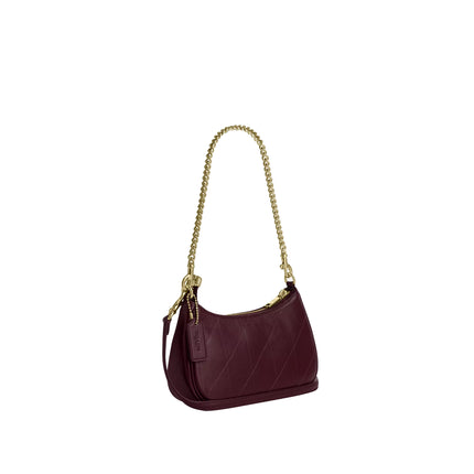 Coach Women's Teri Mini Crossbody Bag With Quilting Gold/Merlot