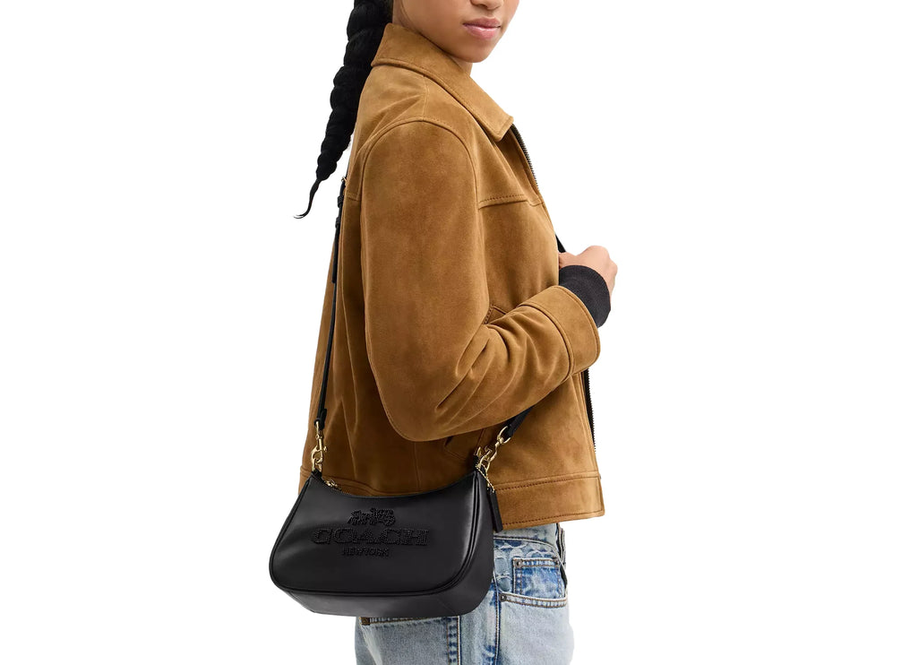 Coach Women's Teri Shoulder Bag With Beaded Coach Graphic Gold/Black