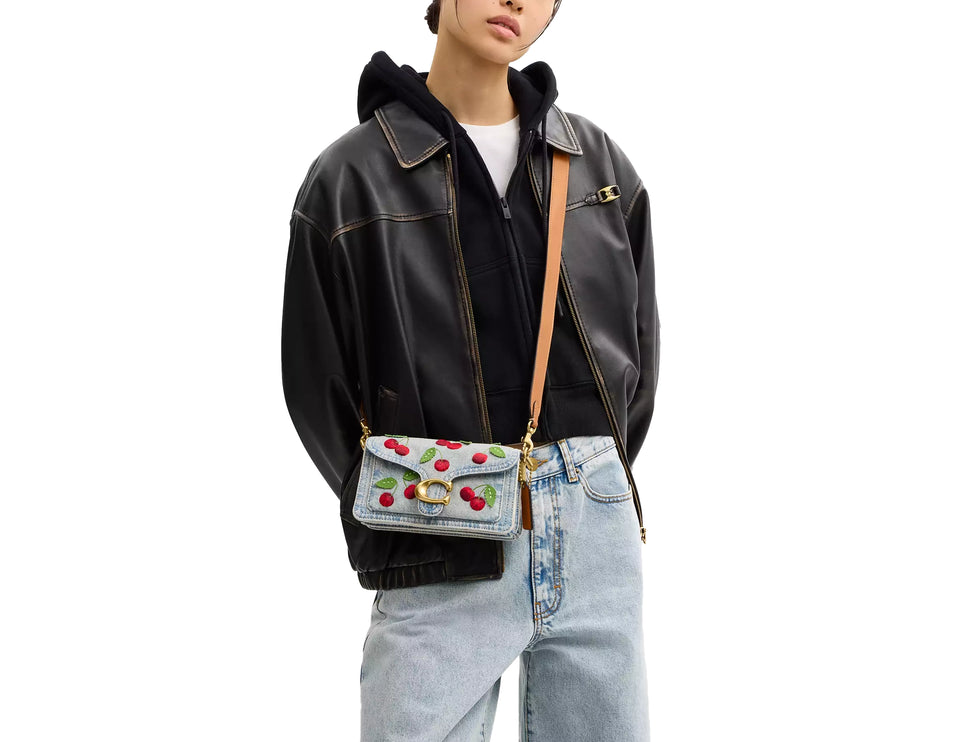 Coach Women's Tabby Shoulder Bag 20 With Cherry Embroidery Brass/Denim