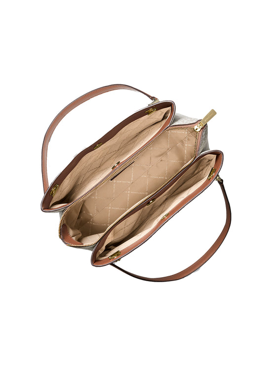 Michael Kors Women's Soho Medium Signature Logo Tote Bag Vanilla/Gold