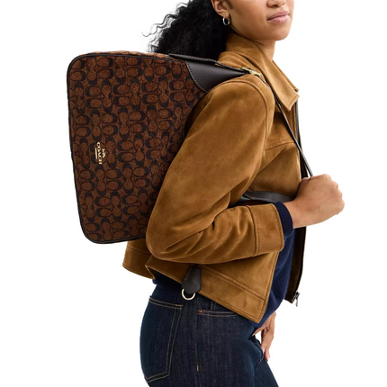 Coach Women's Ella Shoulder Bag In Signature Chenille Gold/Truffle