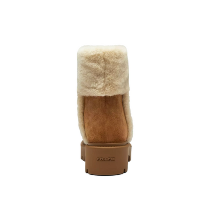 Coach Women's Chunky Sherpa Bootie In Signature Suede Tobacco