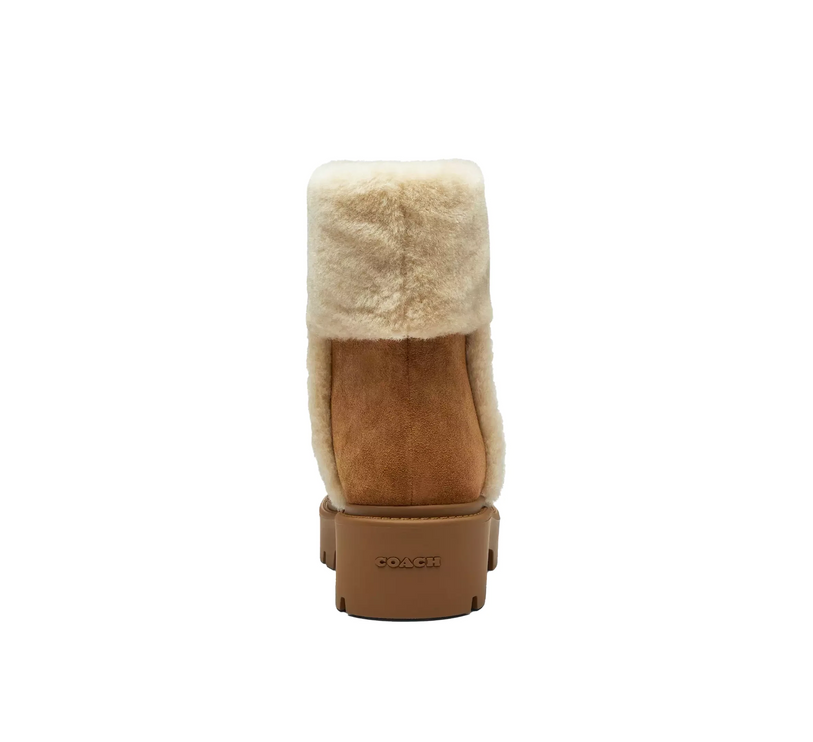 Coach Women's Chunky Sherpa Bootie In Signature Suede Tobacco