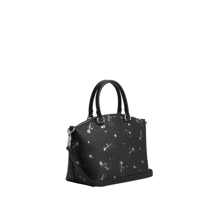 Coach Women's Sadie Satchel Bag With Star Print Black/Silver