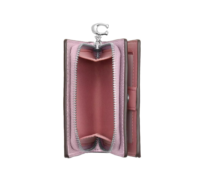 Coach Women's Boxed Snap Wallet And Picture Frame Charm In Signature Canvas Signature Canvas Pink/Silver