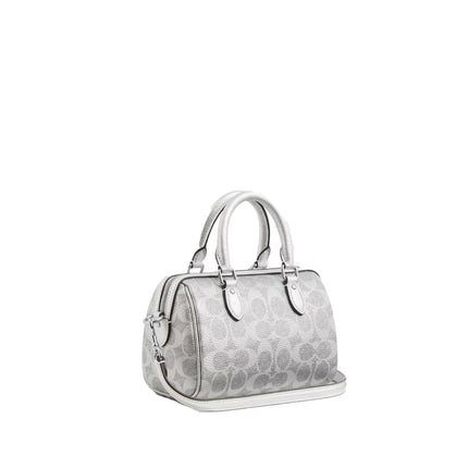 Coach Women's Boxed Mini Rowan Crossbody Bag And Mirror Bag Charm Set In Signature Canvas Silver