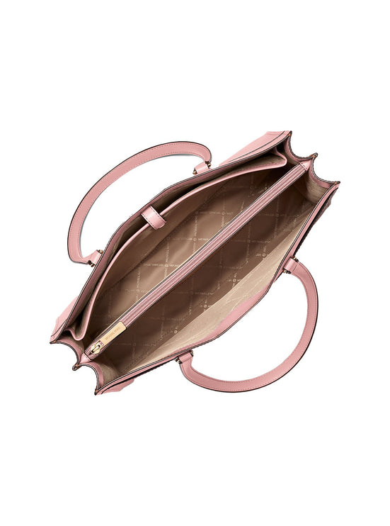 Michael Kors Women's Jet Set Travel Large Saffiano Leather Pocket Tote Bag Powder Blush/Gold