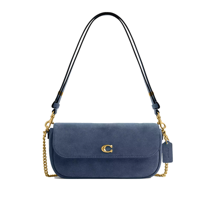 Coach Women's Brook Flap Chain Bag Suede/Brass/Light Denim