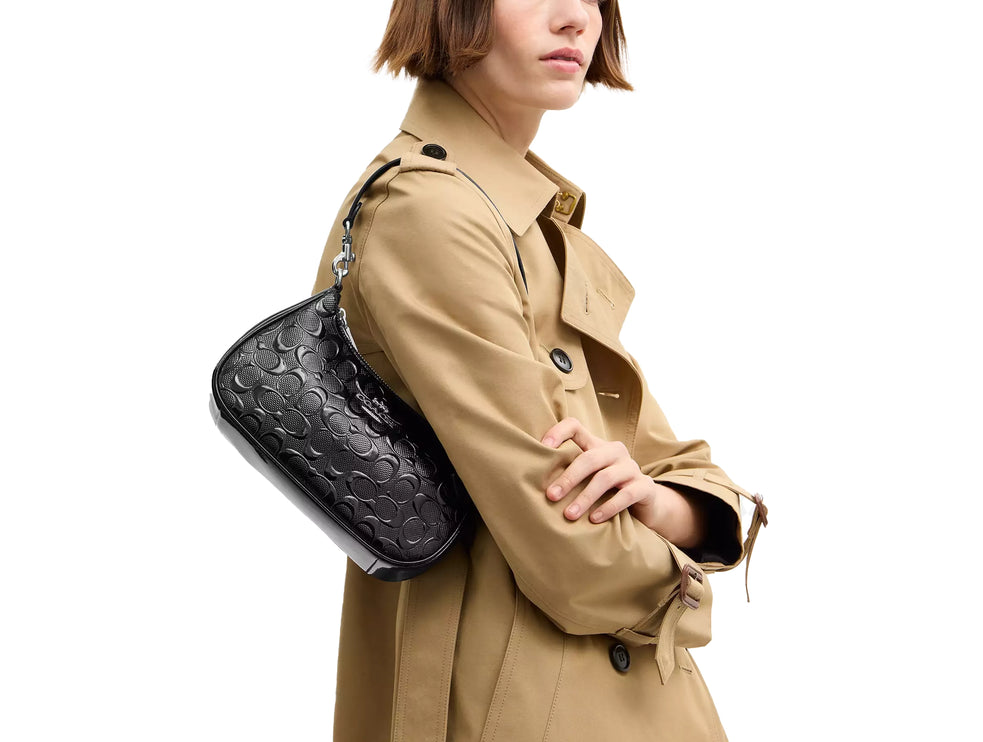 Coach Women's Teri Shoulder Bag In Signature Leather With Heart Charm Silver/Black