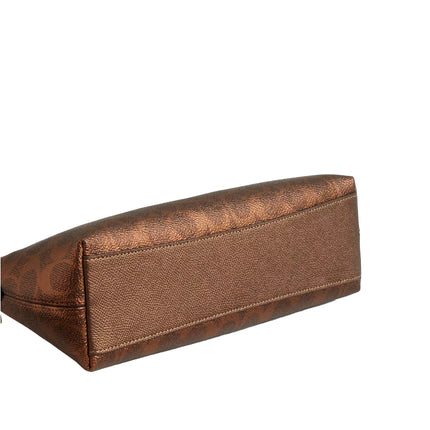 Coach Women's Charlotte Shoulder Bag In Signature Canvas Gold/Brown/Copper