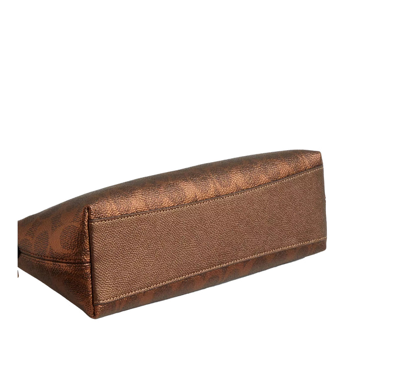 Coach Women's Charlotte Shoulder Bag In Signature Canvas Gold/Brown/Copper