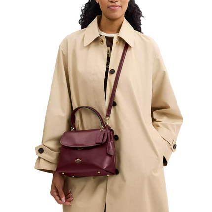 Coach Women's Emory Top Handle Bag Gold/Maroon