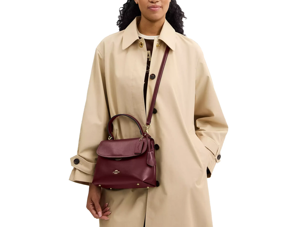 Coach Women's Emory Top Handle Bag Gold/Maroon