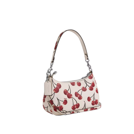 Coach Women's Teri Shoulder Bag With Cherry Print Silver/Chalk Multi