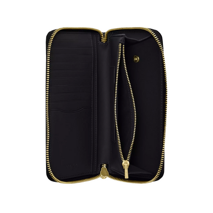 Coach Women's Long Zip Around Wallet With Detachable Card Case Gold/Black