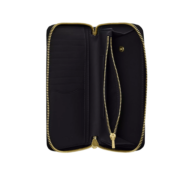 Coach Women's Long Zip Around Wallet With Detachable Card Case Gold/Black