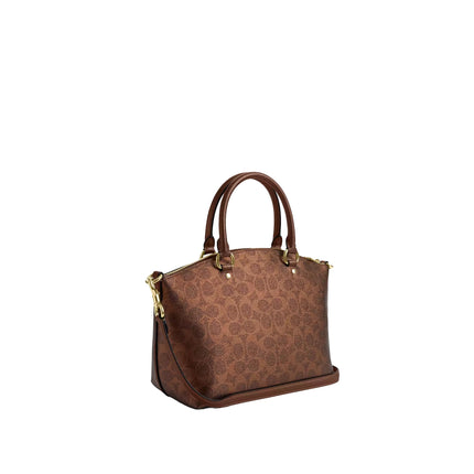 Coach Women's Sadie Satchel Bag In Signature Canvas Gold/Brown/Copper