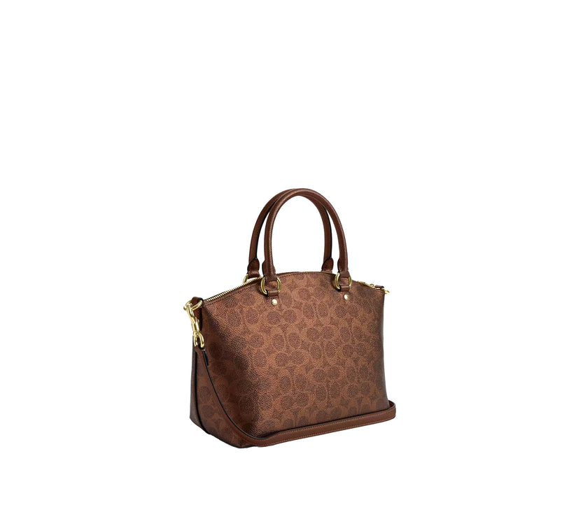 Coach Women's Sadie Satchel Bag In Signature Canvas Gold/Brown/Copper
