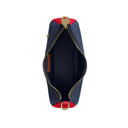 Coach Women's Teri Hobo Bag In Signature Canvas Gold/Denim/Bold Red