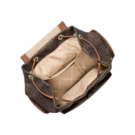 Michael Kors Women's Merritt Small Signature Logo Cargo Backpack Brown/Gold